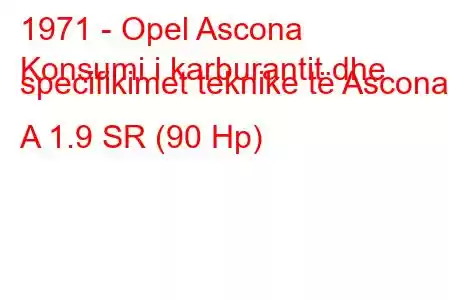 1971 - Opel Ascona
Konsumi i karburantit dhe specifikimet teknike të Ascona A 1.9 SR (90 Hp)