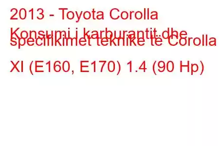 2013 - Toyota Corolla
Konsumi i karburantit dhe specifikimet teknike të Corolla XI (E160, E170) 1.4 (90 Hp)