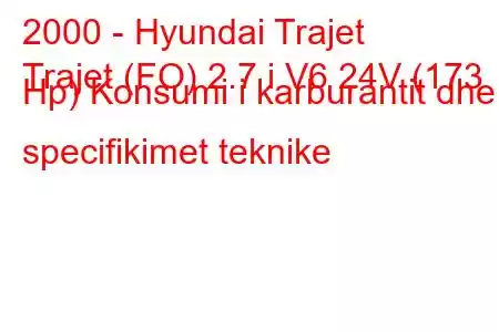 2000 - Hyundai Trajet
Trajet (FO) 2.7 i V6 24V (173 Hp) Konsumi i karburantit dhe specifikimet teknike