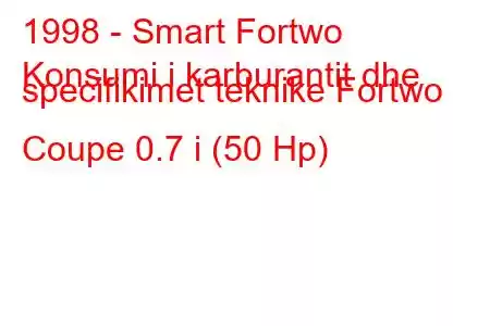 1998 - Smart Fortwo
Konsumi i karburantit dhe specifikimet teknike Fortwo Coupe 0.7 i (50 Hp)