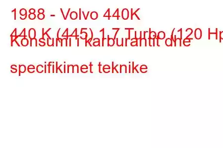 1988 - Volvo 440K
440 K (445) 1.7 Turbo (120 Hp) Konsumi i karburantit dhe specifikimet teknike