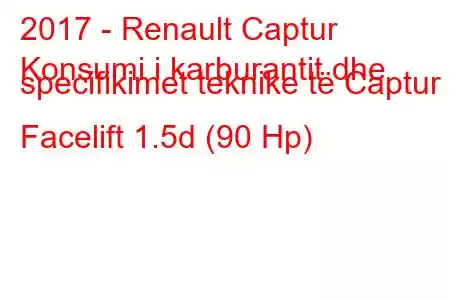 2017 - Renault Captur
Konsumi i karburantit dhe specifikimet teknike të Captur Facelift 1.5d (90 Hp)