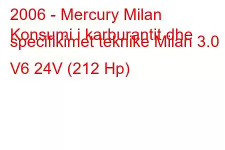 2006 - Mercury Milan
Konsumi i karburantit dhe specifikimet teknike Milan 3.0 i V6 24V (212 Hp)