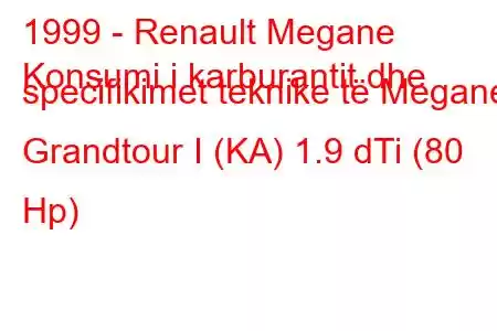 1999 - Renault Megane
Konsumi i karburantit dhe specifikimet teknike të Megane Grandtour I (KA) 1.9 dTi (80 Hp)