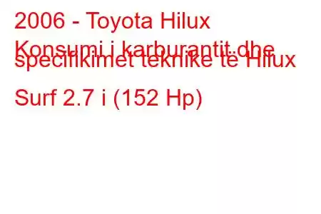 2006 - Toyota Hilux
Konsumi i karburantit dhe specifikimet teknike të Hilux Surf 2.7 i (152 Hp)