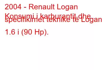 2004 - Renault Logan
Konsumi i karburantit dhe specifikimet teknike të Logan 1.6 i (90 Hp).