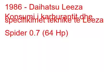 1986 - Daihatsu Leeza
Konsumi i karburantit dhe specifikimet teknike të Leeza Spider 0.7 (64 Hp)