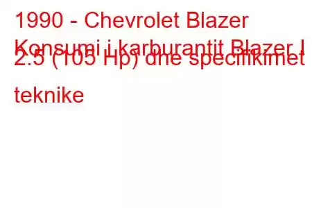 1990 - Chevrolet Blazer
Konsumi i karburantit Blazer I 2.5 (105 Hp) dhe specifikimet teknike