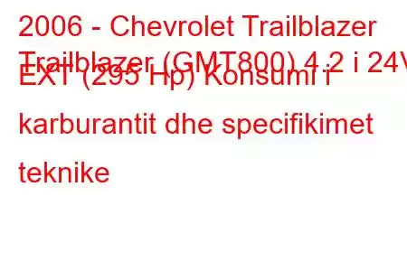 2006 - Chevrolet Trailblazer
Trailblazer (GMT800) 4.2 i 24V EXT (295 Hp) Konsumi i karburantit dhe specifikimet teknike