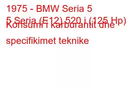 1975 - BMW Seria 5
5 Seria (E12) 520 i (125 Hp) Konsumi i karburantit dhe specifikimet teknike