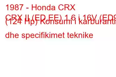 1987 - Honda CRX
CRX II (ED,EE) 1.6 i 16V (ED9) (124 Hp) Konsumi i karburantit dhe specifikimet teknike