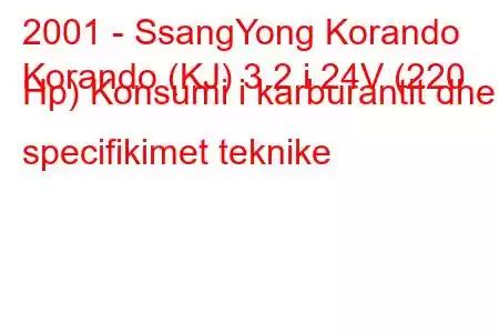 2001 - SsangYong Korando
Korando (KJ) 3.2 i 24V (220 Hp) Konsumi i karburantit dhe specifikimet teknike