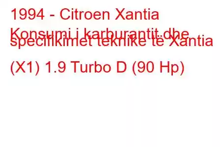 1994 - Citroen Xantia
Konsumi i karburantit dhe specifikimet teknike të Xantia (X1) 1.9 Turbo D (90 Hp)