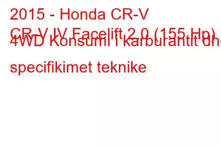 2015 - Honda CR-V
CR-V IV Facelift 2.0 (155 Hp) 4WD Konsumi i karburantit dhe specifikimet teknike