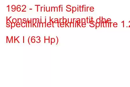 1962 - Triumfi Spitfire
Konsumi i karburantit dhe specifikimet teknike Spitfire 1.2 MK I (63 Hp)