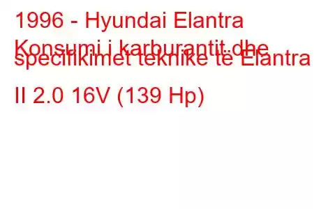 1996 - Hyundai Elantra
Konsumi i karburantit dhe specifikimet teknike të Elantra II 2.0 16V (139 Hp)