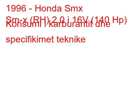 1996 - Honda Smx
Sm-x (RH) 2.0 i 16V (140 Hp) Konsumi i karburantit dhe specifikimet teknike