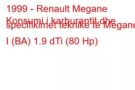 1999 - Renault Megane
Konsumi i karburantit dhe specifikimet teknike të Megane I (BA) 1.9 dTi (80 Hp)