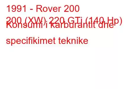 1991 - Rover 200
200 (XW) 220 GTi (140 Hp) Konsumi i karburantit dhe specifikimet teknike