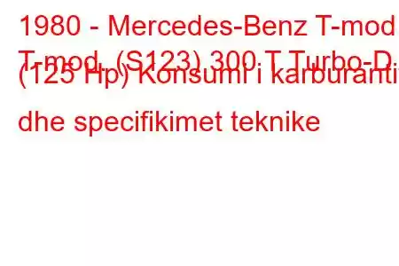 1980 - Mercedes-Benz T-mod.
T-mod. (S123) 300 T Turbo-D (125 Hp) Konsumi i karburantit dhe specifikimet teknike