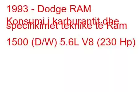 1993 - Dodge RAM
Konsumi i karburantit dhe specifikimet teknike të Ram 1500 (D/W) 5.6L V8 (230 Hp)