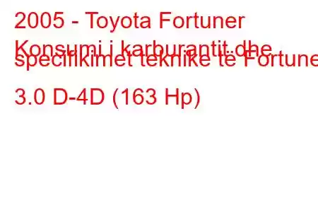 2005 - Toyota Fortuner
Konsumi i karburantit dhe specifikimet teknike të Fortuner 3.0 D-4D (163 Hp)