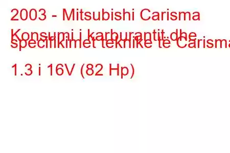 2003 - Mitsubishi Carisma
Konsumi i karburantit dhe specifikimet teknike të Carisma 1.3 i 16V (82 Hp)