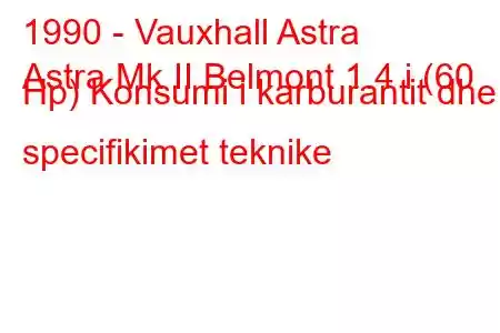 1990 - Vauxhall Astra
Astra Mk II Belmont 1.4 i (60 Hp) Konsumi i karburantit dhe specifikimet teknike