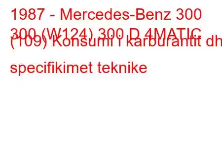 1987 - Mercedes-Benz 300
300 (W124) 300 D 4MATIC (109) Konsumi i karburantit dhe specifikimet teknike