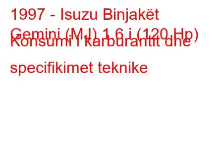 1997 - Isuzu Binjakët
Gemini (MJ) 1.6 i (120 Hp) Konsumi i karburantit dhe specifikimet teknike