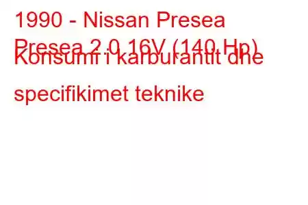 1990 - Nissan Presea
Presea 2.0 16V (140 Hp) Konsumi i karburantit dhe specifikimet teknike