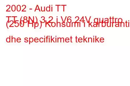 2002 - Audi TT
TT (8N) 3.2 i V6 24V quattro (250 Hp) Konsumi i karburantit dhe specifikimet teknike