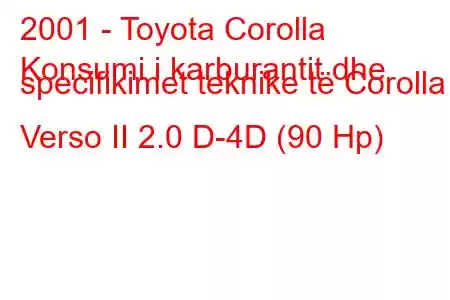 2001 - Toyota Corolla
Konsumi i karburantit dhe specifikimet teknike të Corolla Verso II 2.0 D-4D (90 Hp)