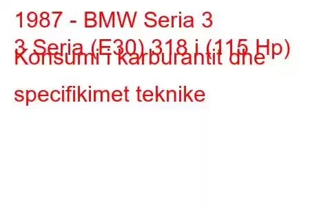 1987 - BMW Seria 3
3 Seria (E30) 318 i (115 Hp) Konsumi i karburantit dhe specifikimet teknike