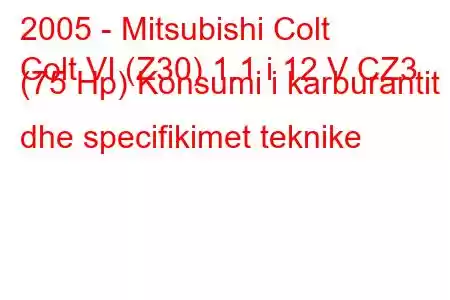 2005 - Mitsubishi Colt
Colt VI (Z30) 1.1 i 12 V CZ3 (75 Hp) Konsumi i karburantit dhe specifikimet teknike