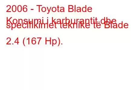 2006 - Toyota Blade
Konsumi i karburantit dhe specifikimet teknike të Blade 2.4 (167 Hp).