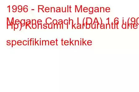 1996 - Renault Megane
Megane Coach I (DA) 1.6 i (90 Hp) Konsumi i karburantit dhe specifikimet teknike