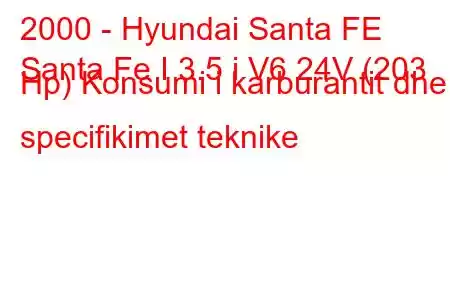 2000 - Hyundai Santa FE
Santa Fe I 3.5 i V6 24V (203 Hp) Konsumi i karburantit dhe specifikimet teknike