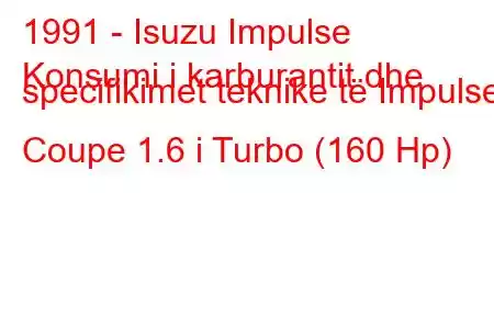 1991 - Isuzu Impulse
Konsumi i karburantit dhe specifikimet teknike të Impulse Coupe 1.6 i Turbo (160 Hp)