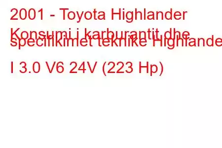 2001 - Toyota Highlander
Konsumi i karburantit dhe specifikimet teknike Highlander I 3.0 V6 24V (223 Hp)