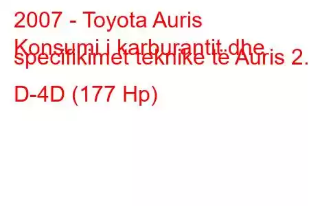 2007 - Toyota Auris
Konsumi i karburantit dhe specifikimet teknike të Auris 2.2 D-4D (177 Hp)