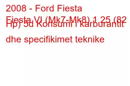 2008 - Ford Fiesta
Fiesta VI (Mk7-Mk8) 1.25 (82 Hp) 5d Konsumi i karburantit dhe specifikimet teknike