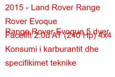 2015 - Land Rover Range Rover Evoque
Range Rover Evoque 5 dyer Facelift 2.0d AT (240 Hp) 4x4 Konsumi i karburantit dhe specifikimet teknike