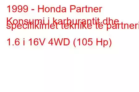 1999 - Honda Partner
Konsumi i karburantit dhe specifikimet teknike të partnerit 1.6 i 16V 4WD (105 Hp)