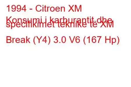 1994 - Citroen XM
Konsumi i karburantit dhe specifikimet teknike të XM Break (Y4) 3.0 V6 (167 Hp)