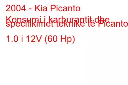 2004 - Kia Picanto
Konsumi i karburantit dhe specifikimet teknike të Picanto 1.0 i 12V (60 Hp)