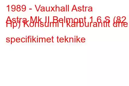 1989 - Vauxhall Astra
Astra Mk II Belmont 1.6 S (82 Hp) Konsumi i karburantit dhe specifikimet teknike