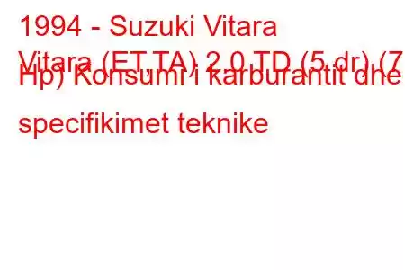 1994 - Suzuki Vitara
Vitara (ET,TA) 2.0 TD (5 dr) (71 Hp) Konsumi i karburantit dhe specifikimet teknike