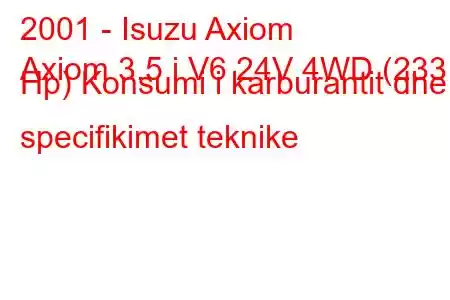 2001 - Isuzu Axiom
Axiom 3.5 i V6 24V 4WD (233 Hp) Konsumi i karburantit dhe specifikimet teknike