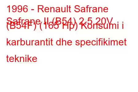 1996 - Renault Safrane
Safrane II (B54) 2.5 20V (B54F) (165 Hp) Konsumi i karburantit dhe specifikimet teknike